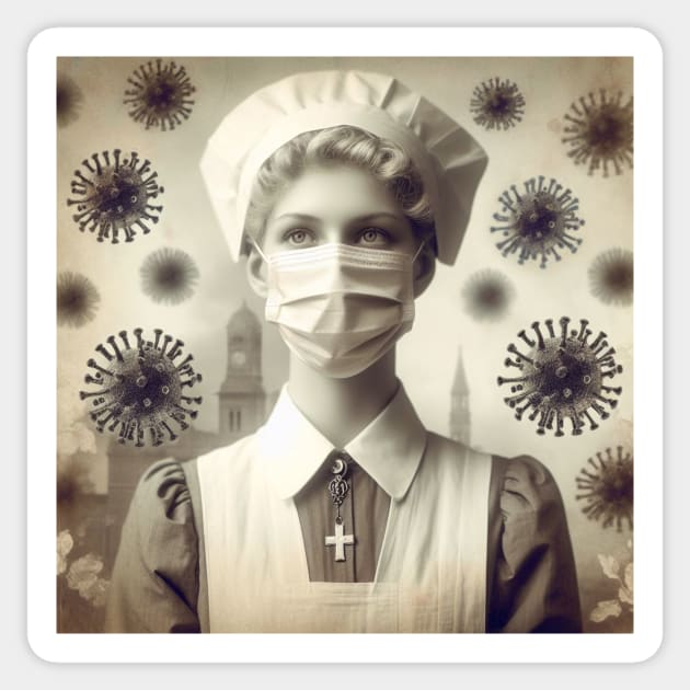 The Spanish Flu Nurse Sticker by Skipton Studioz Vic